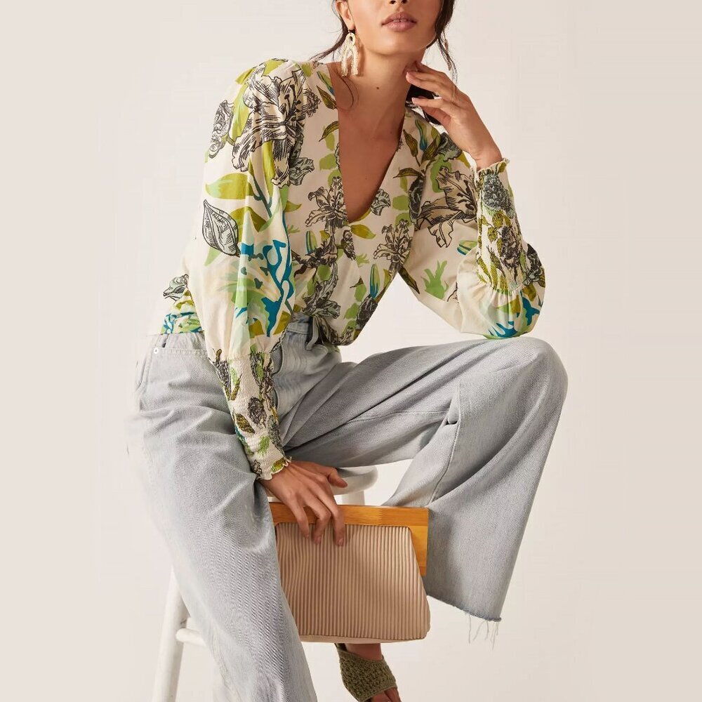 Anthro l Bl^Nk London Zlovia Open-Back Blouse